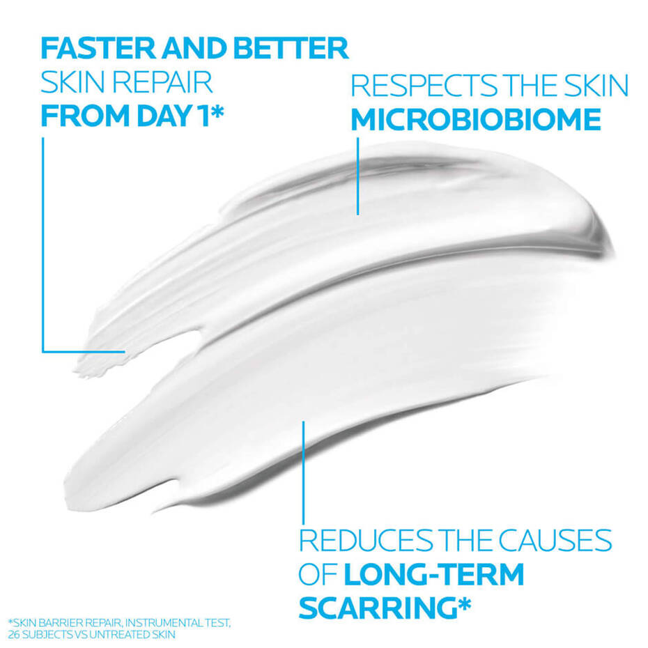 Close-up of La Roche-Posay Cicaplast Baume B5+ creamy balm texture