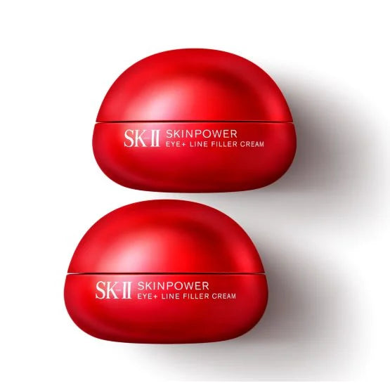 SK-II Skinpower Eye+ Line Filler Cream two 15ml jars, luxury anti-aging eye cream with Pitera