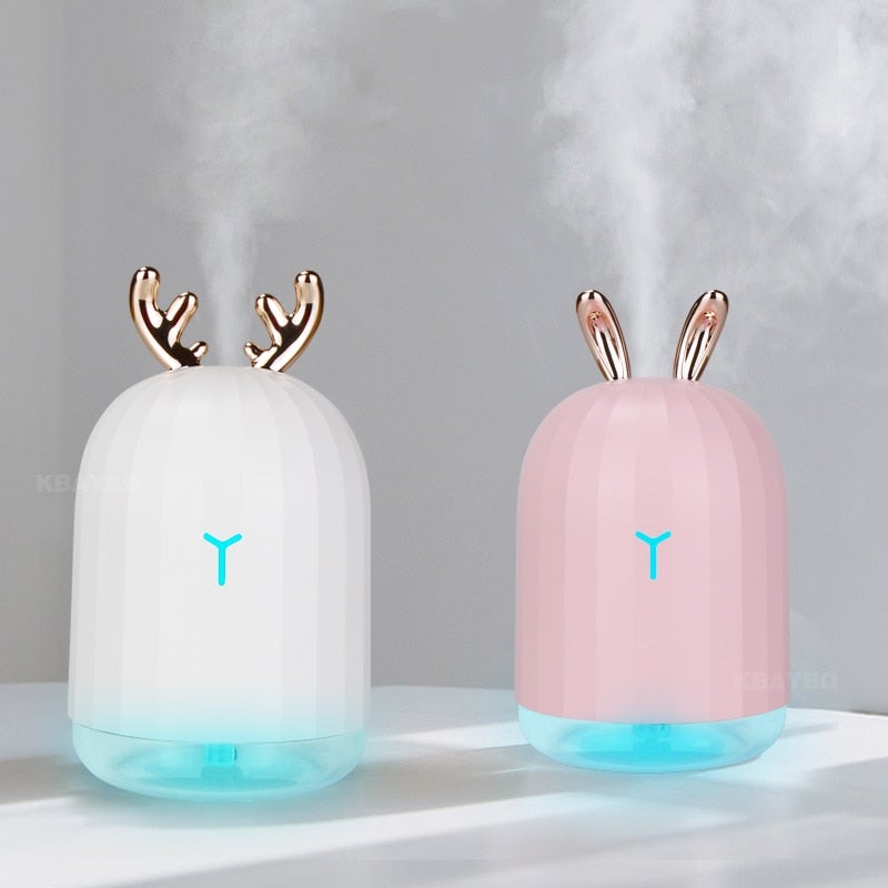 The diffuser on a bedside table or desk, creating a calm atmosphere