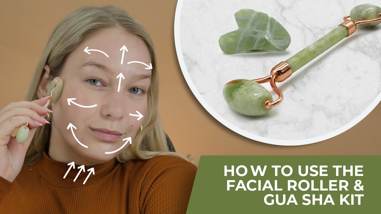 Jade Facial Roller & Gua Sha Set 100% Natural Stone | Lifting, Firming & Depuffing Beauty Tool