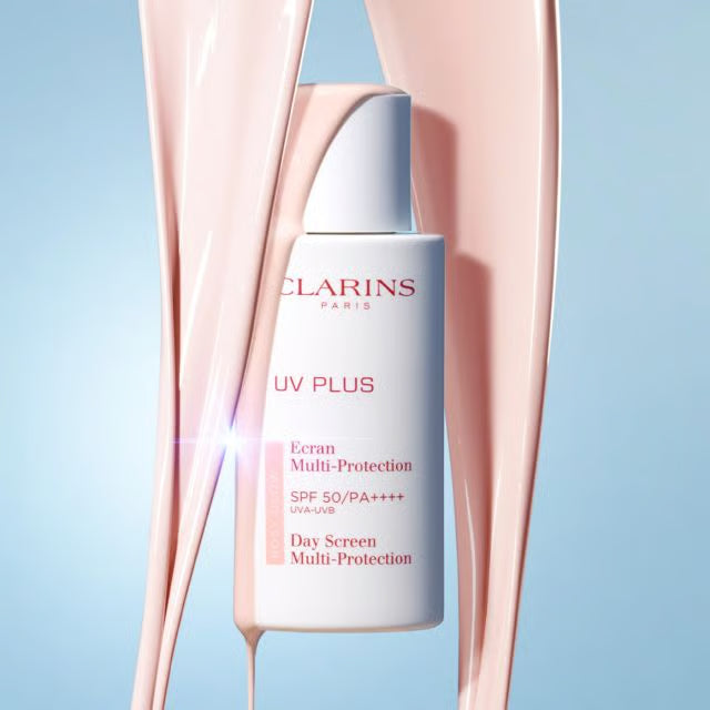Clarins UV Plus Anti-Pollution SPF50 PA+++ Rosy Glow 50ml tinted sunscreen primer bottle
