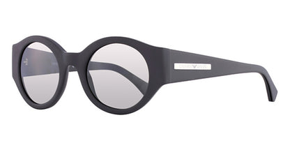 Emporio Armani EA4044 designer sunglasses - black matte round frames with reflective silver mirror lenses, unisex aviator style eyewear