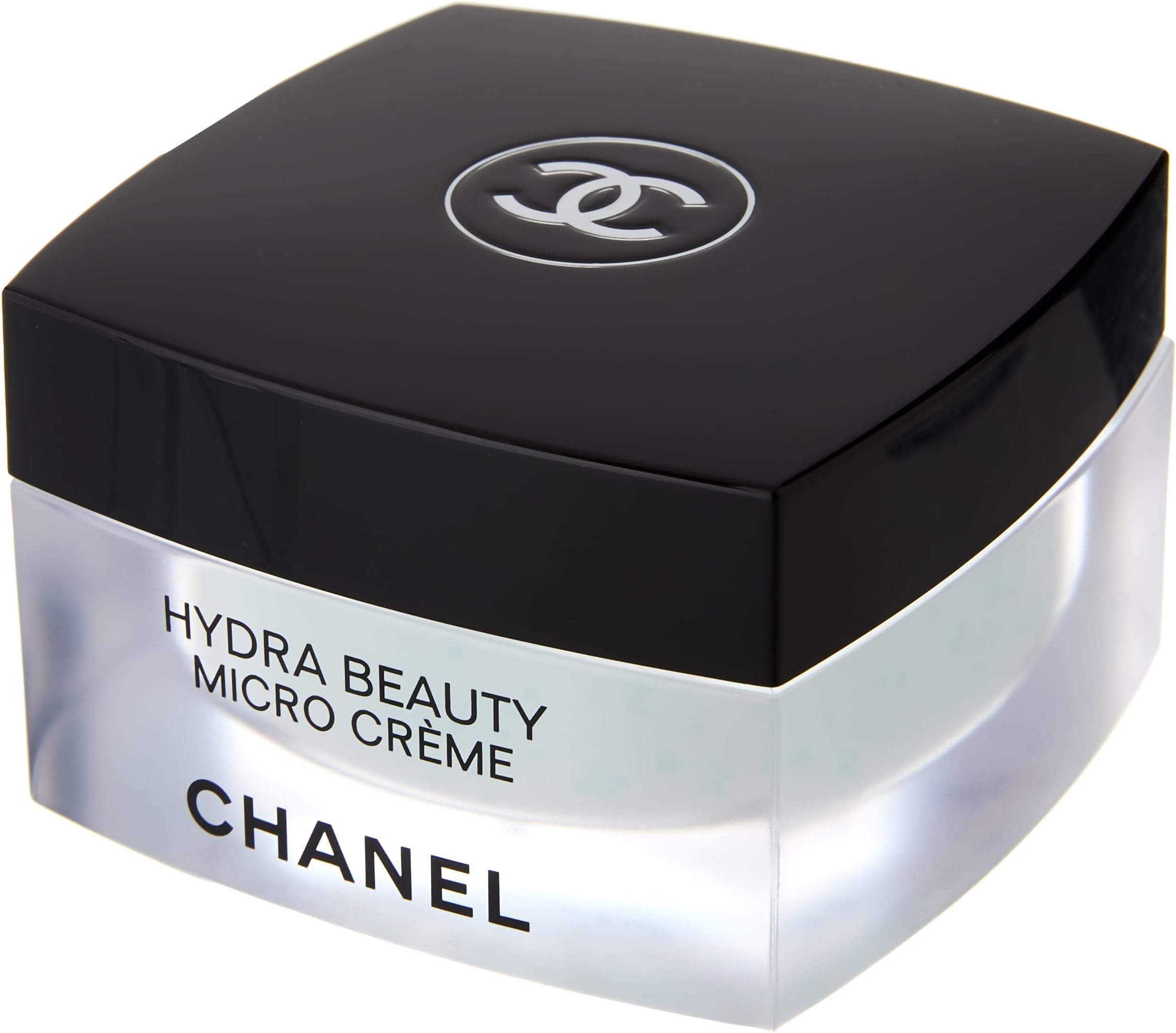 Chanel Hydra Beauty Camellia Micro Crème 50g luxury moisturizer with white camellia flowers on marble surface

