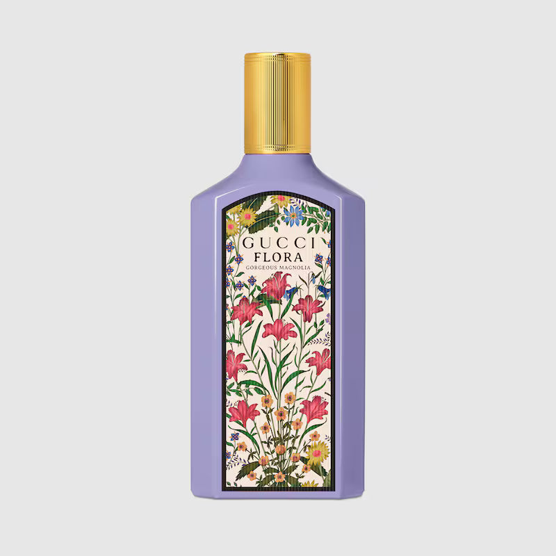 Gucci Flora Gorgeous Magnolia Eau De Parfum 100ml - Purple Glass Bottle with Gold Cap
