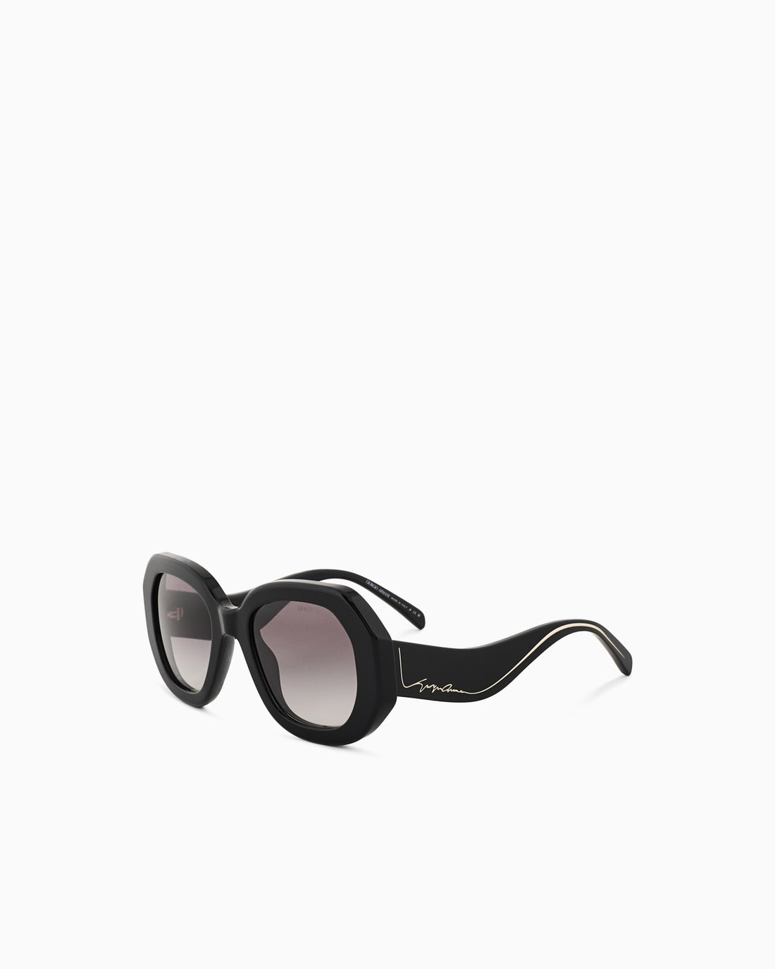 Giorgio Armani sunglasses showing contrasting signature logo on temple