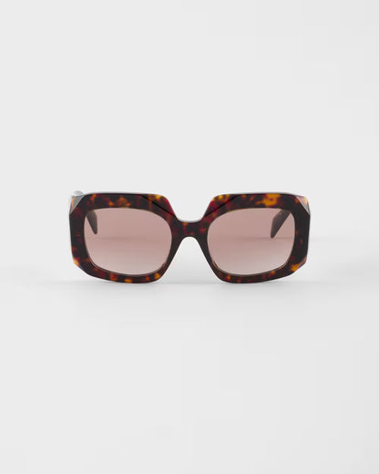 Prada Geometric Acetate Sunglasses - Oversized Square Frame - Briarwood Tortoiseshell