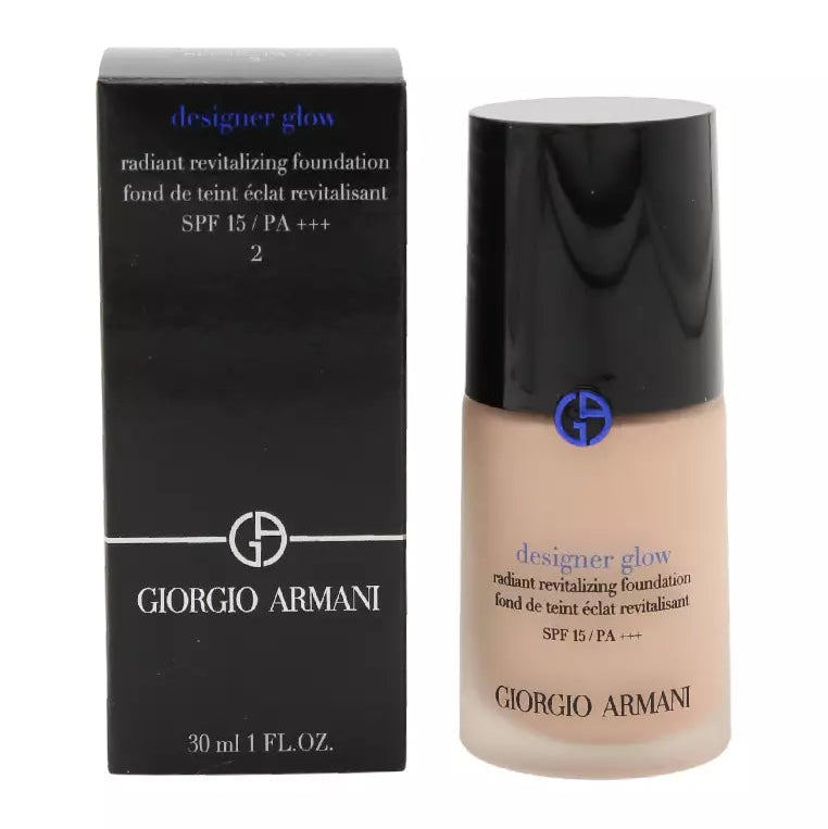 Giorgio Armani Designer Glow Radiant Revitalizing Foundation SPF15 30ml Shade 2 Bottle