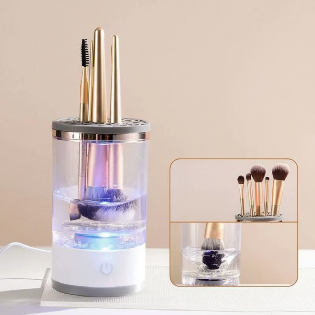 Electric Makeup Brush Cleaner - Automatic UV Cleaning &amp; Drying Station