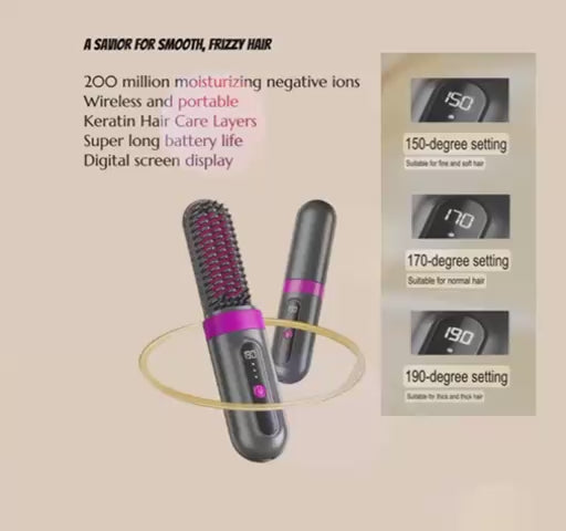 AMOI ceramic heating hair brush close-up view