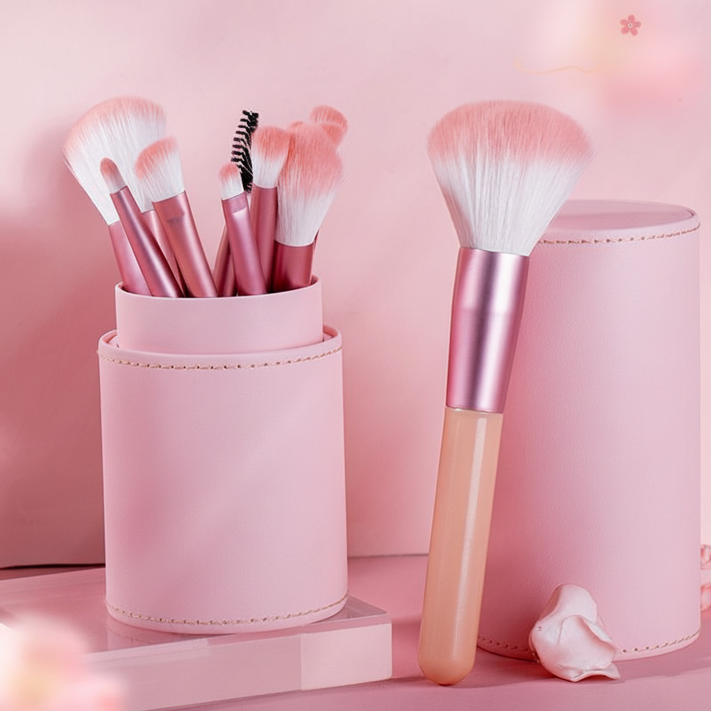 RANCOLOR 12-Piece Makeup Brush Set with Bucket Storage | Professional Rose Gold Collection