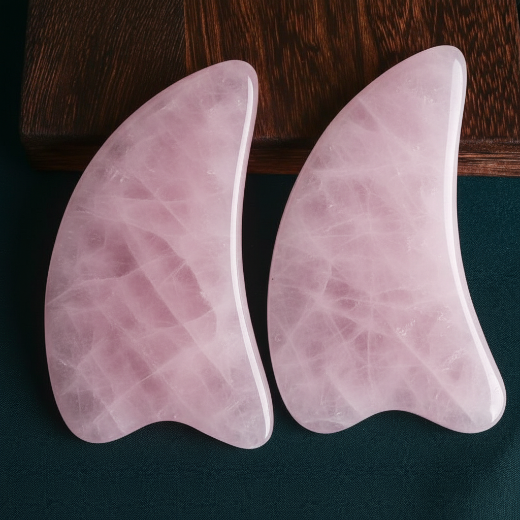 Rose Quartz Gua Sha Board &amp; Facial Roller Set